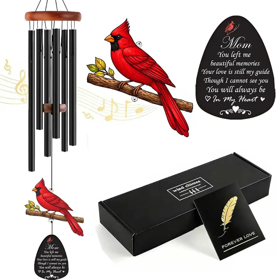 37" Memorial Wind Chimes for Loss of Mother Cardinal Gifts in Memory of Mom