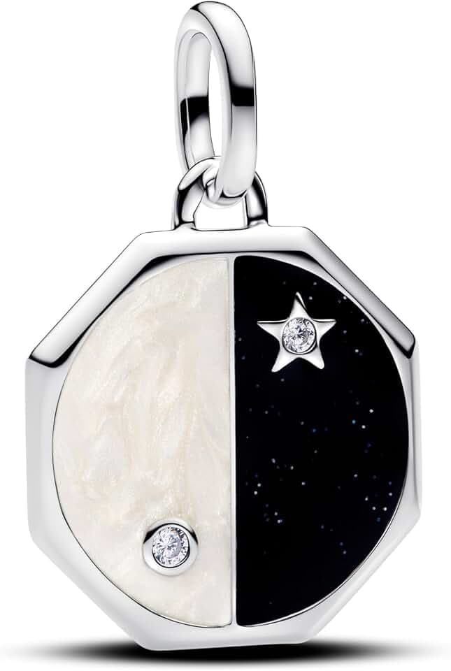 PANDORA ME Yin & Yang Charm-Anhänger aus Sterling Silber mit Zirkonia, Kompatibel Moments, 793688C01