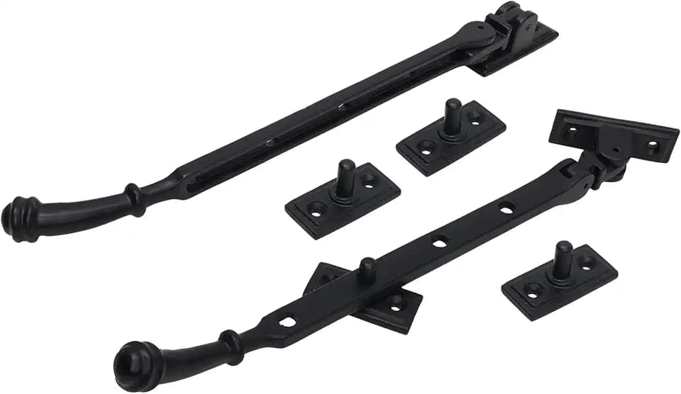 SKANDH Premium Iron Casement Stay | Heavy Duty Window Stay Arm for Wooden & Metal Windows | Adjustable Brass Window Support Hinge | Rust-Resistant Antique Finish (Black)