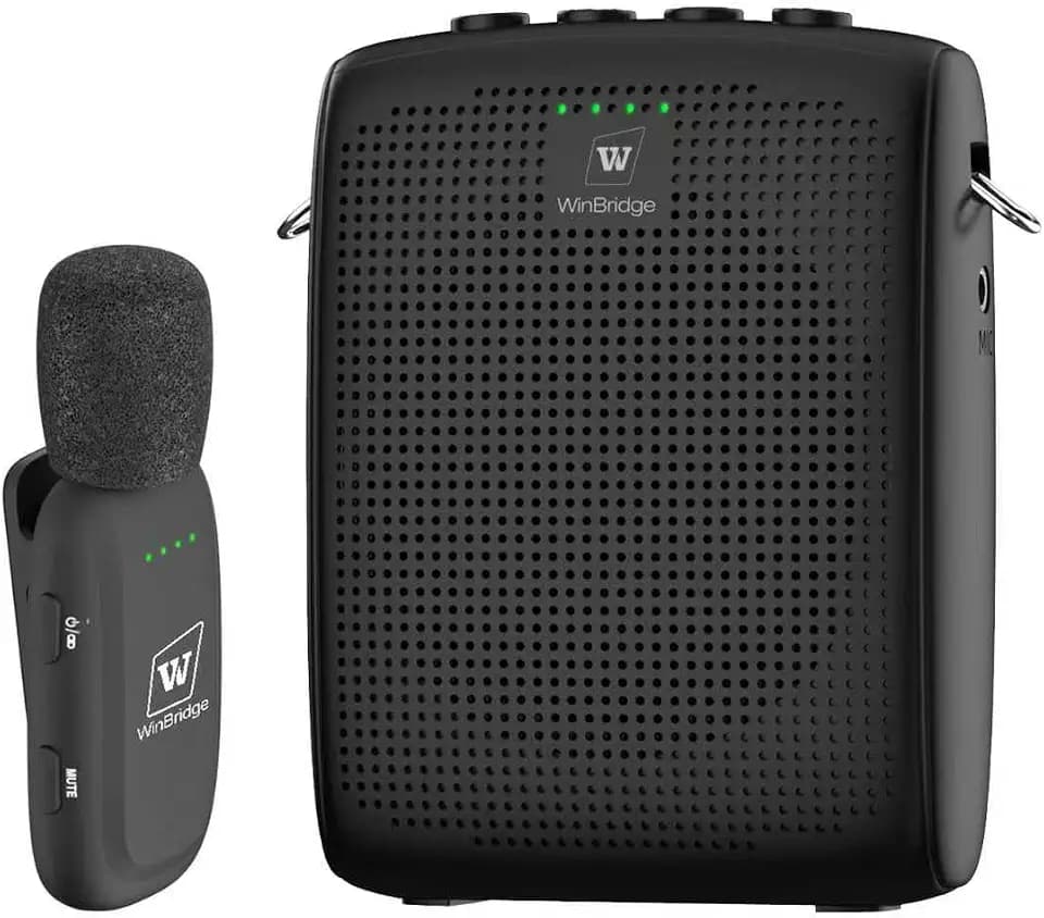 WinBridge Wireless Voice Amplifier with Clip-On Lapel Mic for Teachers