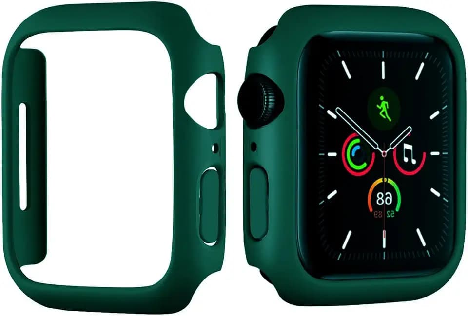 Hartschalen-PC-Case für die Apple Watch 41 mm Series 8/9/SE 2, ultradünner Bumper, offene Rückseite, transparenter Schutz, Dunkelgrün