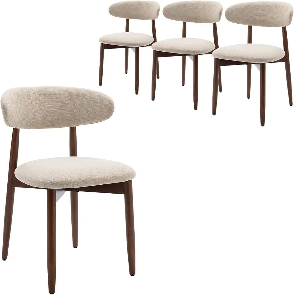 COLAMY Esszimmerstühle 4er Set, Moderne Küchenstühle Gepolstert, Polsternder Stühle Esszimmer mit Rückenlehne, Stoff Dining Chairs mit Back und Holzbeinen für Esszimmer, Küche, Restaurant, Beige