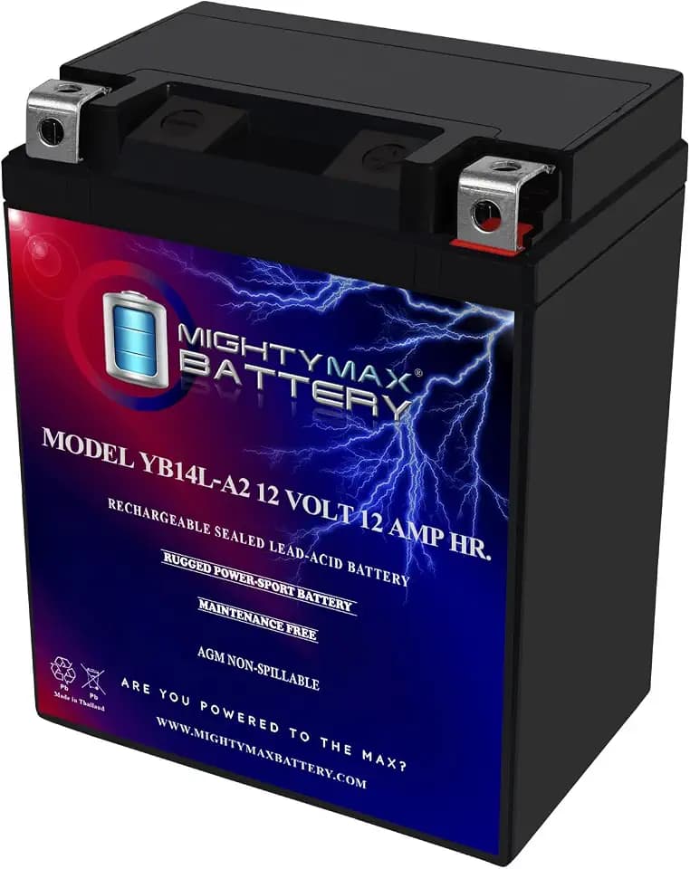 Mighty Max Battery YB14L-A2 12V 12Ah Battery for Kawasaki 650 KL650-A, E, KLR 1987-2012