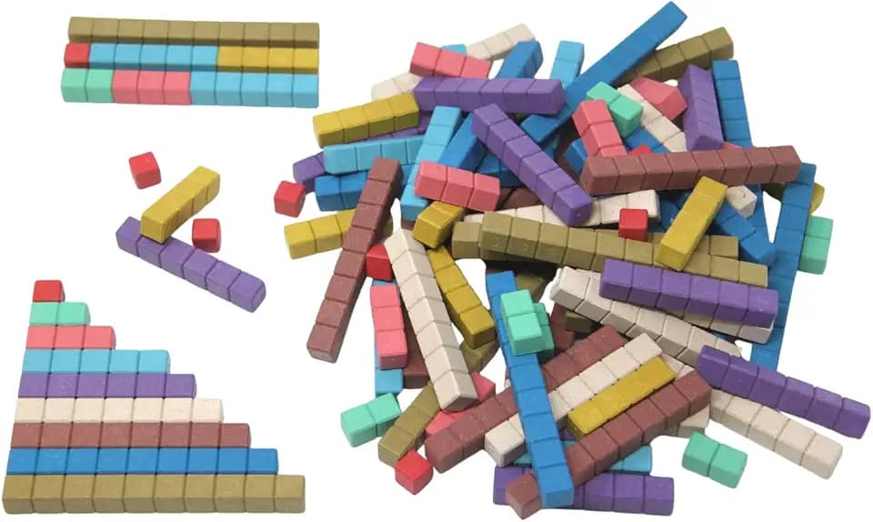WISSNER® RE-Wood Rechenstäbchen in 10 Montessori-Farben (100Stück)