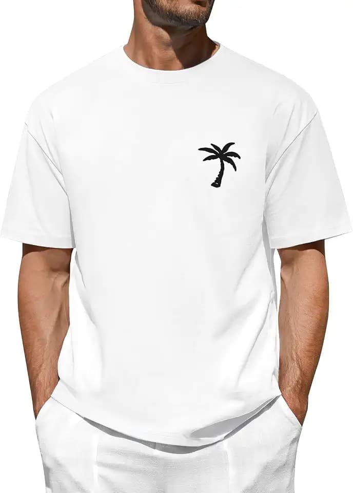 Svanco Oversize T‑Shirt Herren Sommer Mit Palmenaufdruck Locker Casual Top