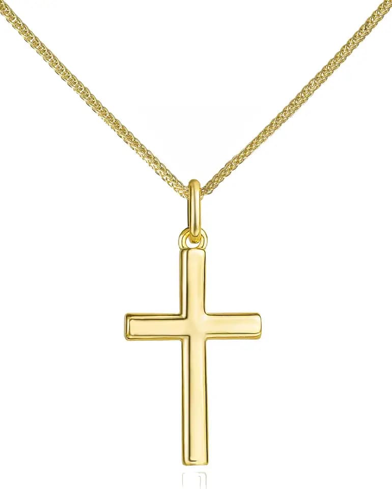Gold Cross Necklace for Women, 14K Real Gold Plated Cross Pendant Necklaces Dainty Hypoallergenic Cross Necklace Simple Gold Pendant for Women Trendy Everyday Jewelry
