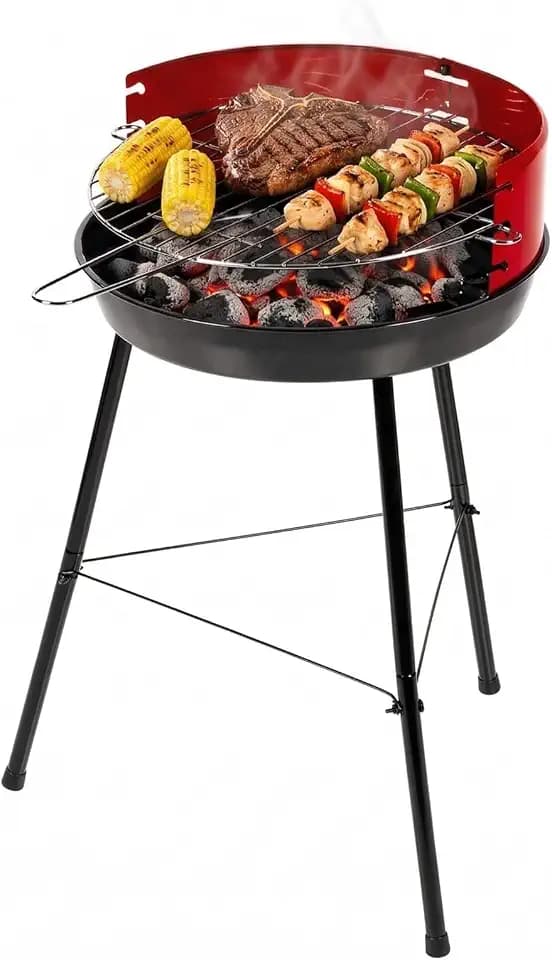 Amig - Holzkohlegrill - 57 x 54 x 84 cm - Schwarz - Aus Stahl - Garten und Terrasse - für Balkon und Terrasse mit kompakten Abmessungen für praktische Nutzung und einfache Wartung. Mod. FENIX