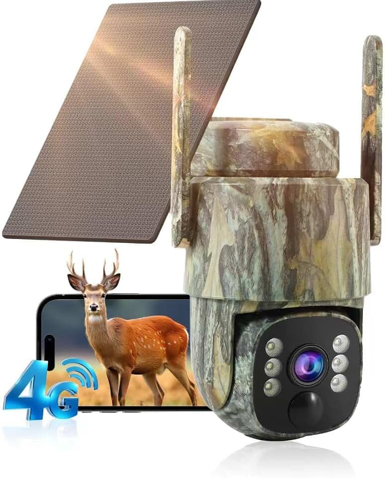4G LTE Cellular Trail Camera, Solar Powered, Built-in SIM, No WiFi