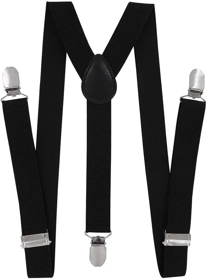 axy Kinder Jungen Hosenträger-Y Form breit 2,5 cm mit 3 Starken Clips, kombinierbar mit Fliege - Uni Farben HTK25-1