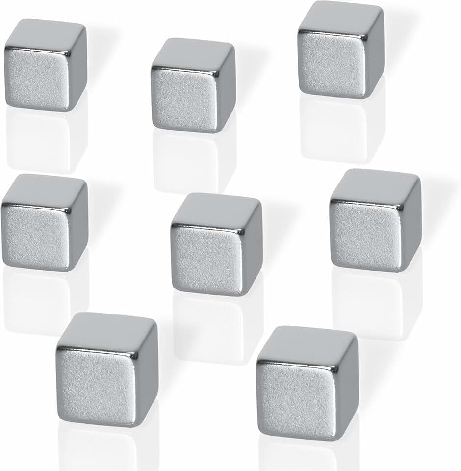 SIGEL Neodym-Magnete Würfelmagnete im XL Format 8er Set Silber BeBoard