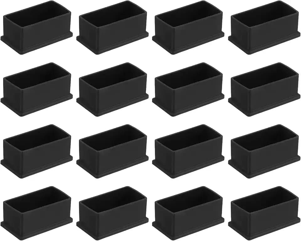 QUARKZMAN 16 Stück PVC Quadratische Stuhlbeinkappen, 60x30mm (LxB) Schwarz