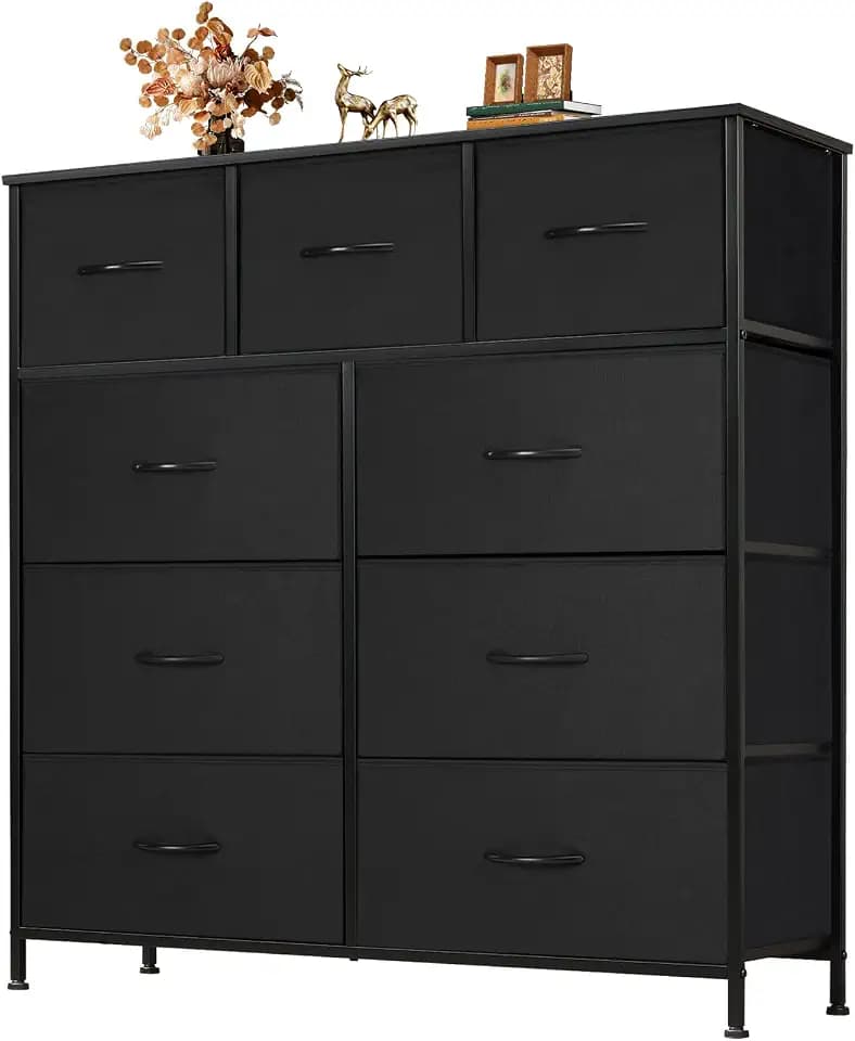 Dresser for Bedroom with 9 Drawers, Anti-Tip Fabric Storage Tower