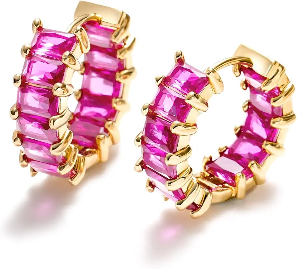 Mesovor Gold Cubic Zirconia Hoop Earrings for Women, 18K Gold Plated