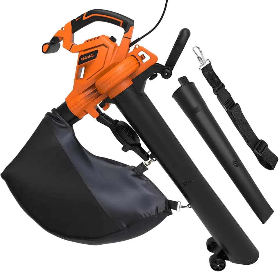 GARCARE 3-in-1 Electric Leaf Blower Leaf Vacuum and Mulcher 500 CFM 200 MPH