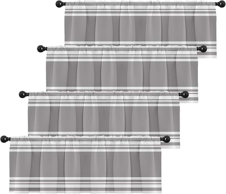 Emvency Valances for Windows, 4 Pack, 52x18 Inch, Geometric Striped