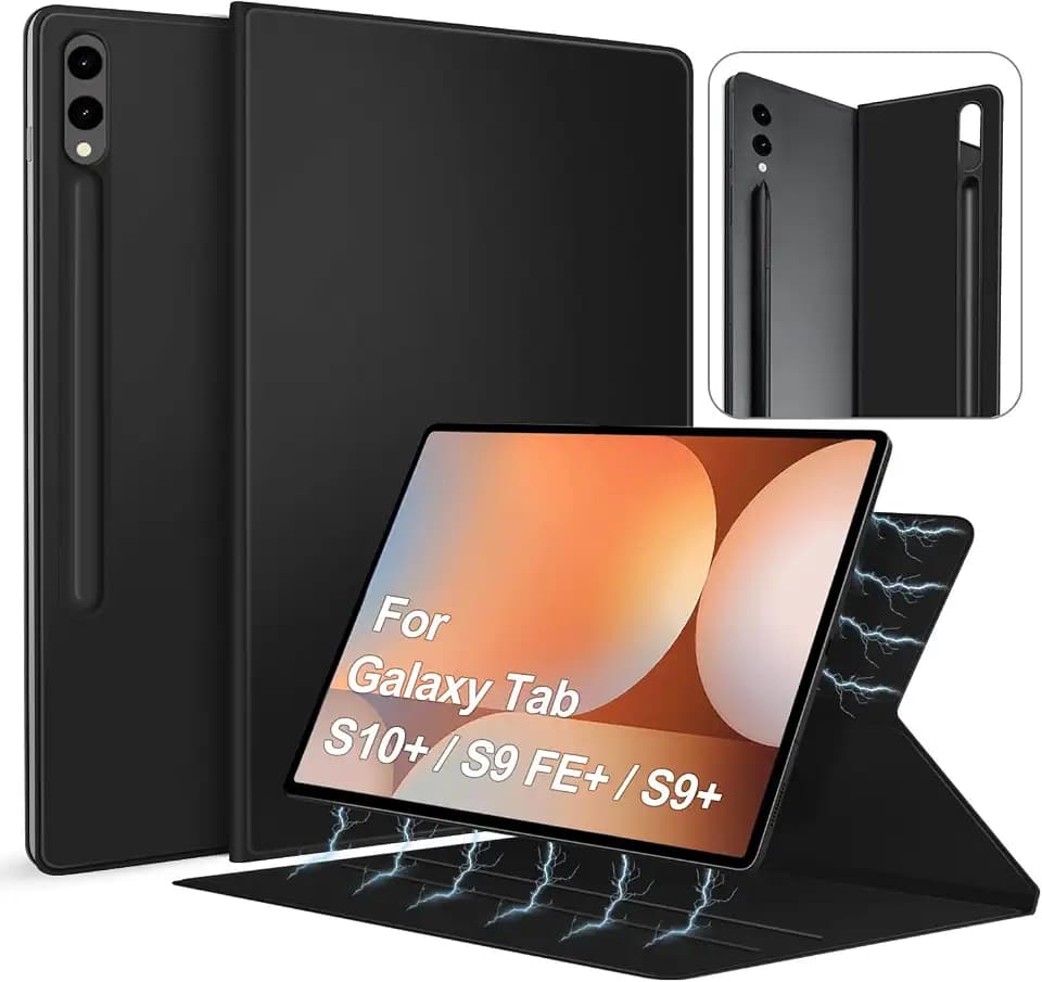DAORANGE Magnetische Hülle für Samsung Galaxy Tab S10+ / S9 FE+ 12,4 Zoll, Leichte Schlanke Hülle mit Versteckter S-Stifthalter für Samsung Tablet S10+/S9 FE+ (Schwarz)