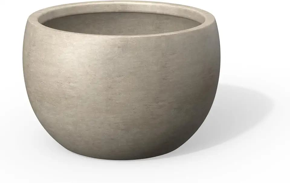 Kante Modern Home Minimalist 14.8" Dia Weathered Concrete Bowl Planter