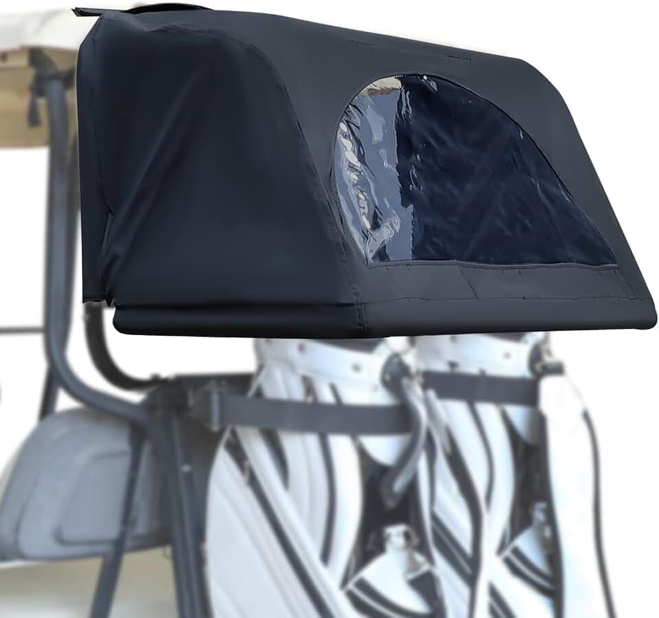 CLUBRALLY Golf Cart Universal Rear Bag Rain Cover Kit, Fits for Club Car, EZGO, Yamaha (Beige/Black)