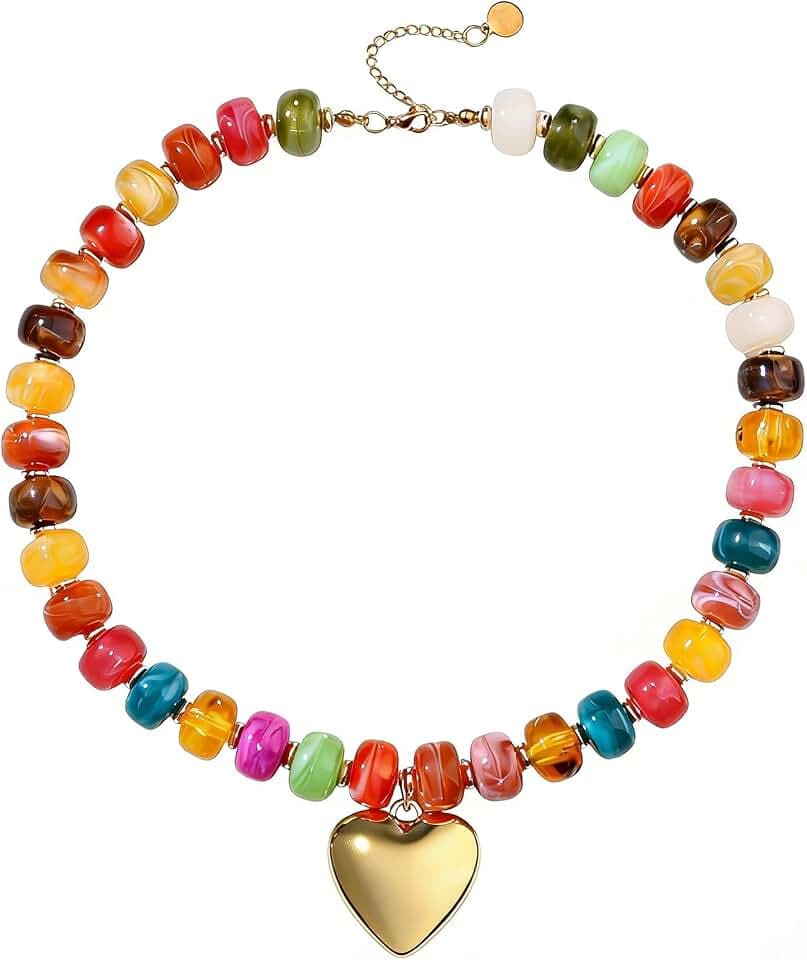 Beaded Necklaces for Women Chunky Necklace Colorful Beaded Necklace