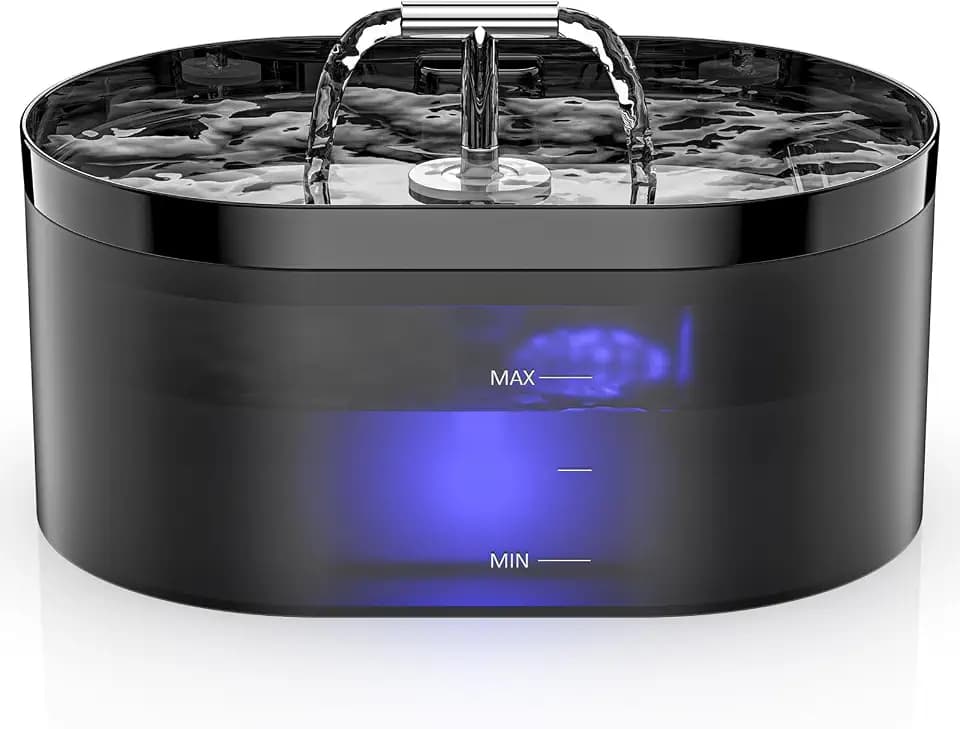 Katzenbrunnen Trinkbrunnen für Katze2.2L,Katzenbrunnen für Katzen，automatischer Haustierbrunnen mit extrem leiser Pumpe, Eingebautes LED Licht, Aktivkohlefilter für Katzen Hunde