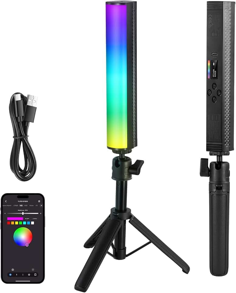NEEWER RGB Lichtstab mit Tischstativ, APP gesteuerter magnetischer Hand Fotografie Video Handlichtstab, 2500K-8500K dimmbar CRI95+ 17 Szenen Vollfarb LED Tube Bar für Vlog, 2550mAh Akku TL21C