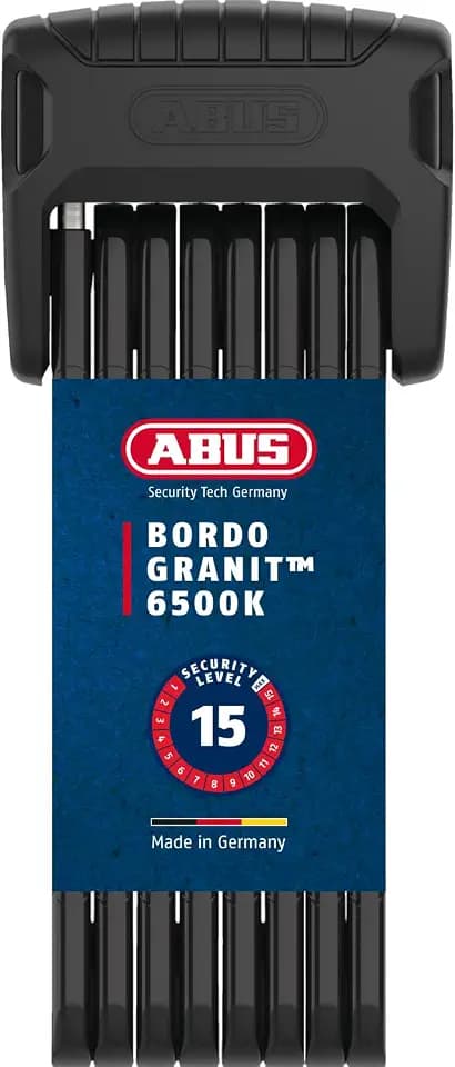 ABUS Faltschloss Bordo Granit 6500K mit SH-Schlosshalter - Fahrradschloss mit XPlus Zylinder für hohen Manipulationsschutz - ABUS-Sicherheitslevel 15 - Länge 120 cm, Schwarz