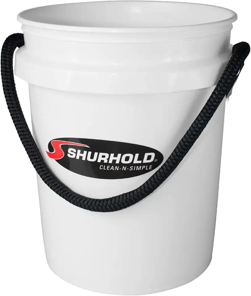 Shurhold World’s Best Rope Handle Bucket - Tough Molded Plastic with Leak-Free Design, Even Weight Distribution & Built for Heavy-Duty Use - 5g - Black