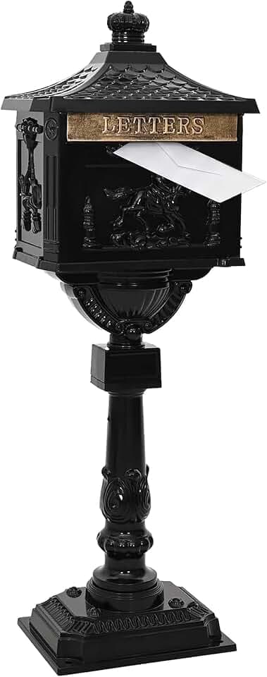 Relaxdays Standbriefkasten Antik, Britisches Design, schwarz