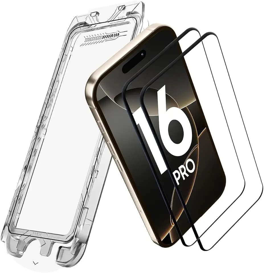 MANTO 2 Pack Screen Protector for iPhone 16 Pro with Auto Installation Tray, Tempered Glass Full Coverage, Easy Install Bubble Free, 9H Hardness, Scratch Resistant, HD Clear Case Friendly (for iPhone16 pro)