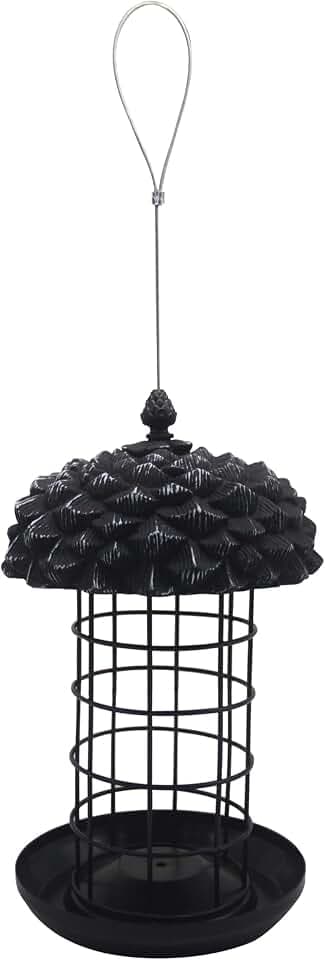 Dehner Natura Premium Futtersäule Louise, Meisenknödelsäule für 12 Meisenknödel, Futterstation für Wildvögel wetterfest/hängend, ca. 30 x 18 x 18 cm, Metall, dunkelgrau