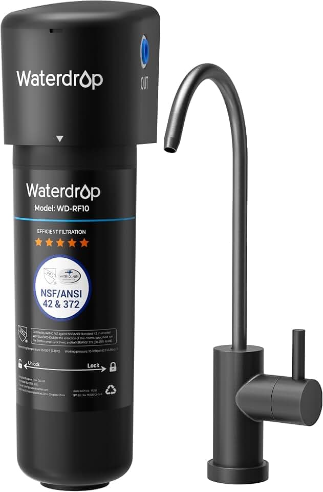 Waterdrop 10UB Untertisch-Wasserfiltersystem, mit Mattschwarzem Wasserhahn