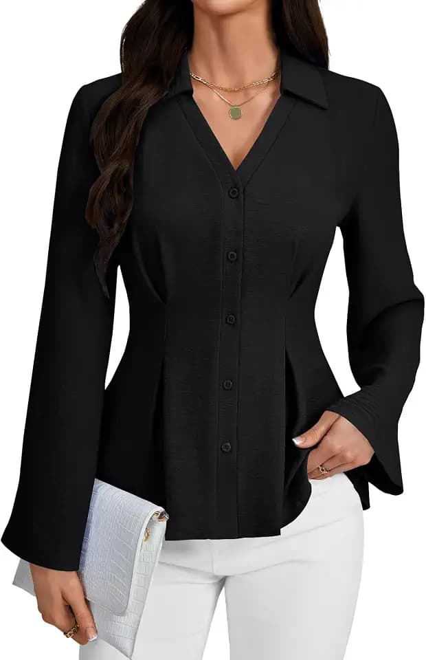 Rooscier Women's Button Down Business Blouses