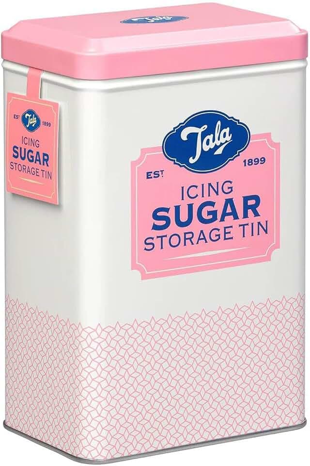 Tala Puderzuckerdose 1 kg, Vintage Metalldose mit Deckel, Rosa Creme
