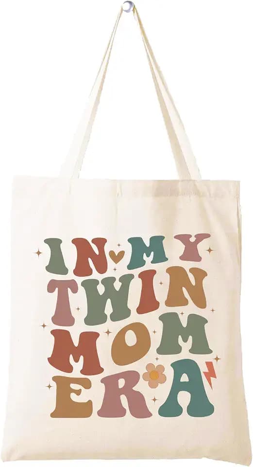 LIBIHUA Twin Mom Club - Gender Reveal & Twin Announcement Gift - New Mom & Baby Gift Shower - Shoulder & Tote Bag