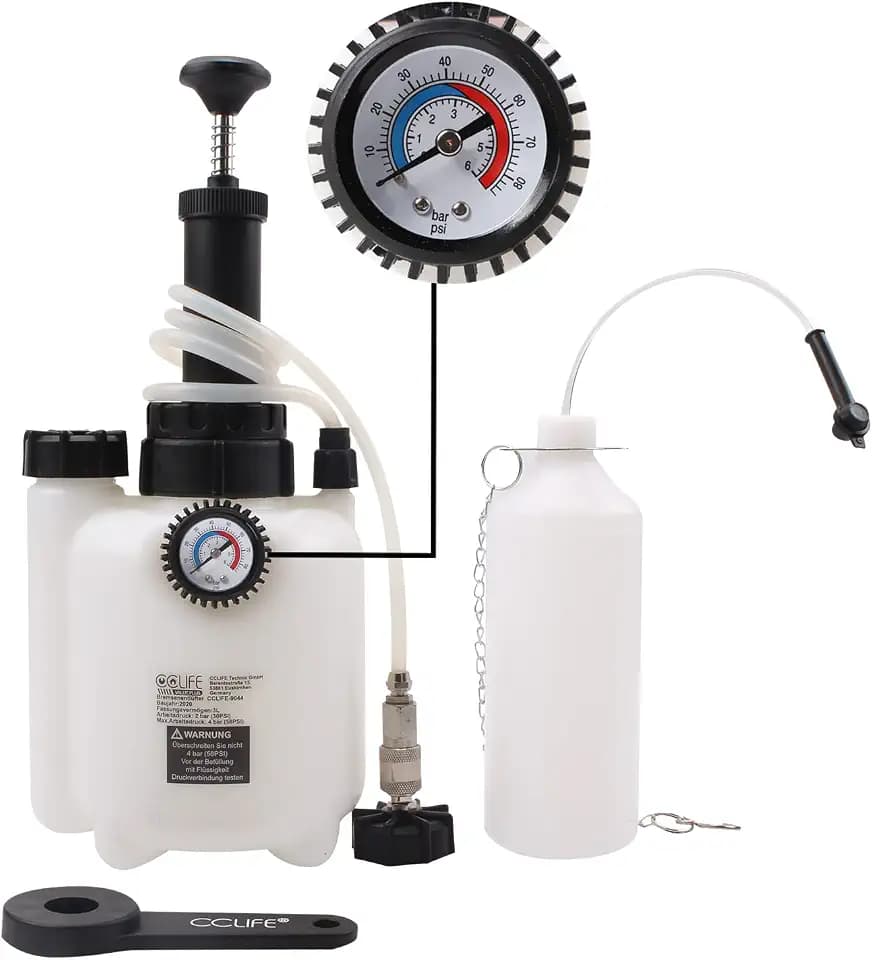 CCLIFE 3L Bremsenentlüftungsgerät Auto Bremsenentlüfter E20 Adapter