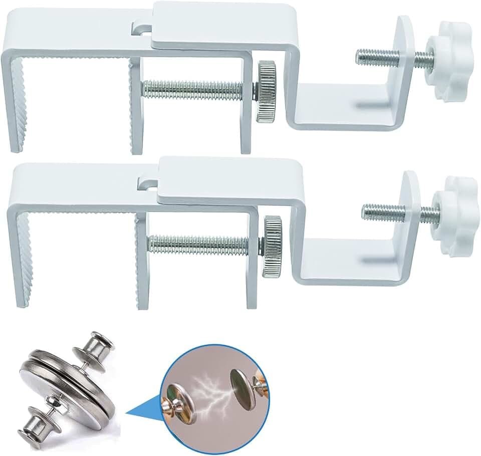 Outside Mounted Blinds Curtain Rod Bracket Attachment, 1.3-2 inches Wide Track, Tool - Free & Drill - Free, with Installation Guide and Curtain Magnet Buckle White-2PCS(US patent application)