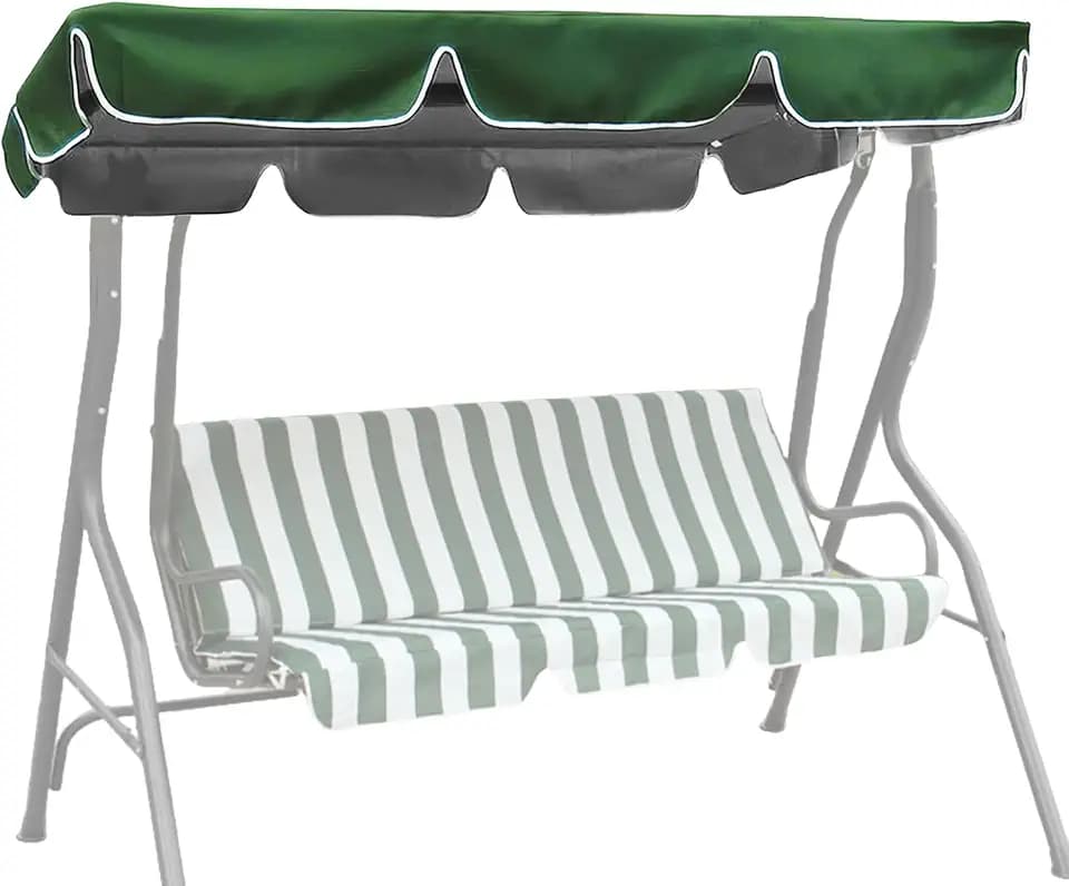 Hollywoodschaukel Dachbezug, Hollywoodschaukel Ersatzdach 195x125 cm, Wasserdicht, Schutzhülle Gartenmöbel, UV Schutz Sonnendach für Gartenschaukel, Dach für Hängebank Schaukel, Dunkelgrün