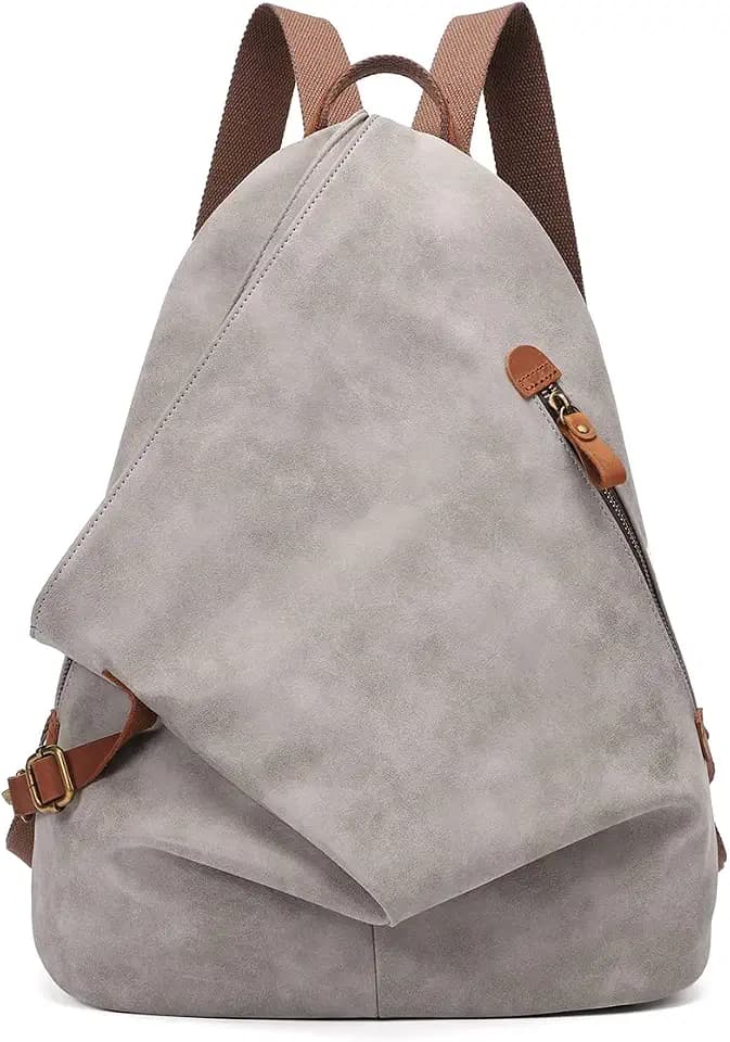 Retro Segeltuch Rucksack PU Vintage Rucksäcke Echtleder Daypack Reisetasche Schulterrucksack für Herren Damen