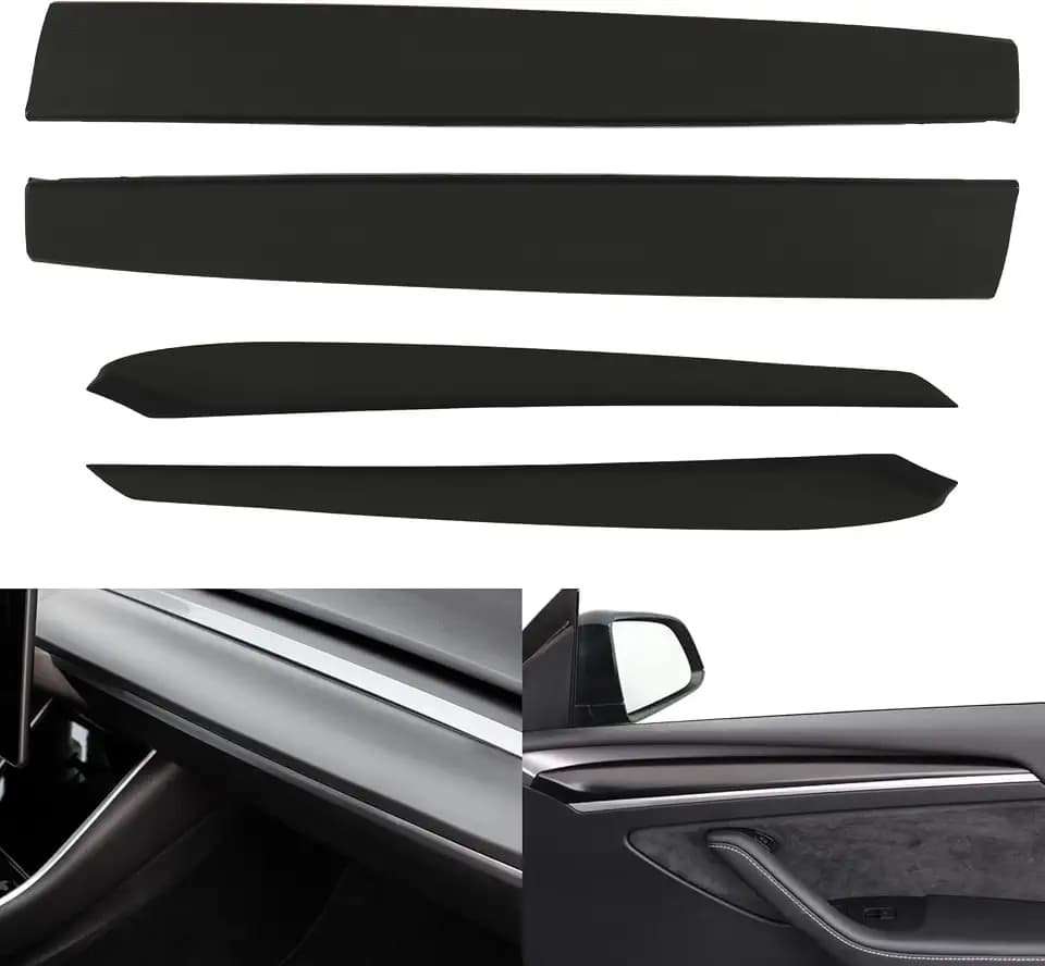 GearUp Dashboard Trim & Door Trim for Tesla Model 3 2021-2023 for Model Y 2019-2024(Matte Black)
