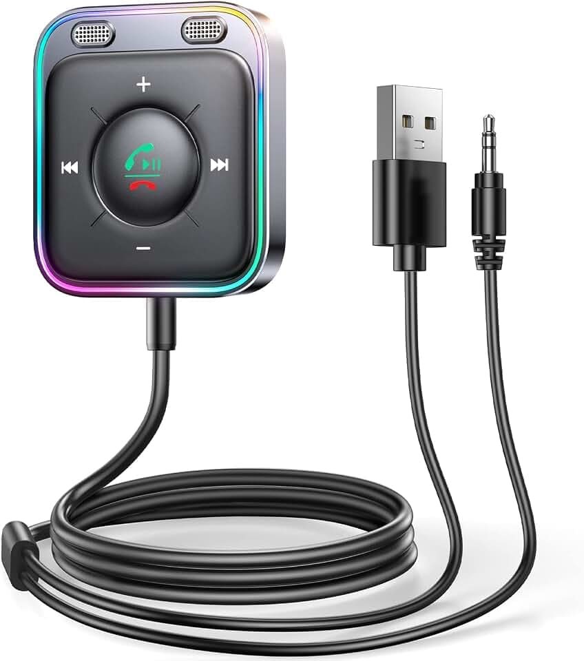 JOYROOM 2026 Aux Bluetooth Adapter Auto mit Freisprecheinrichtung,【Hi-Fi Stereo Audio】 USB Adapter【Plug & Play】 KFZ Bluetooth 6.0 Empfänger Klinke Aux für Auto Lautsprecher, Verstärker