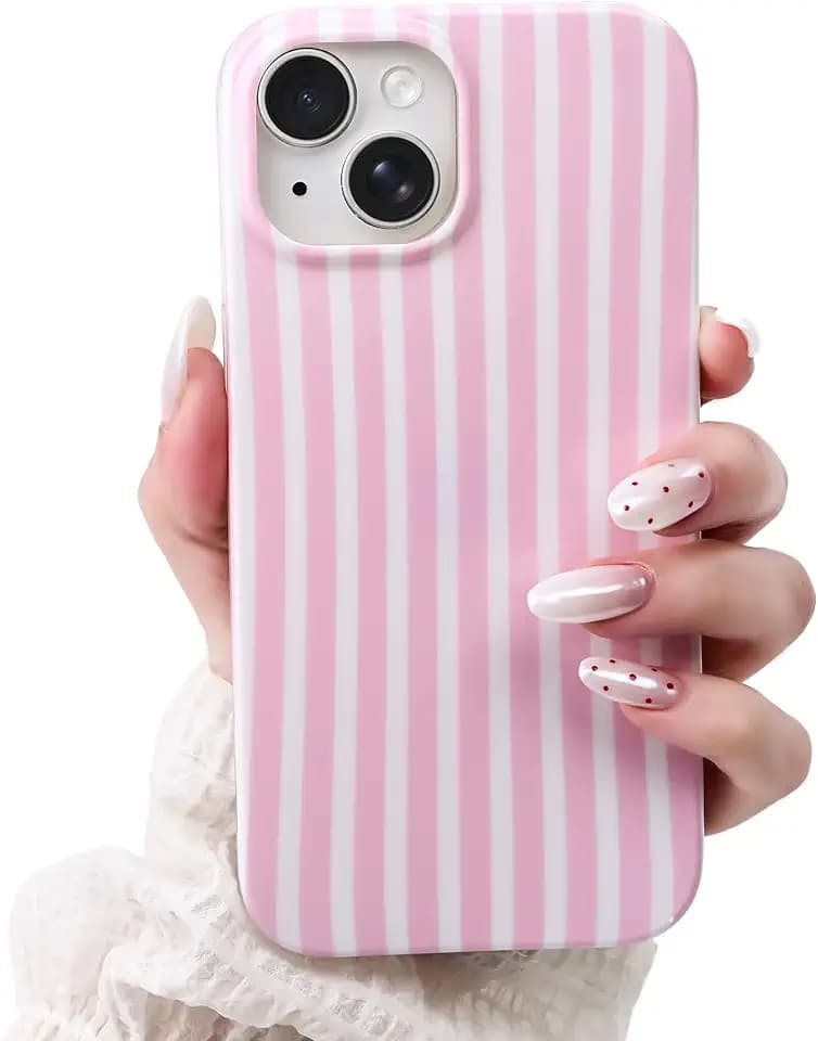Cute Striped Case for iPhone 13/14 6.1",Pink