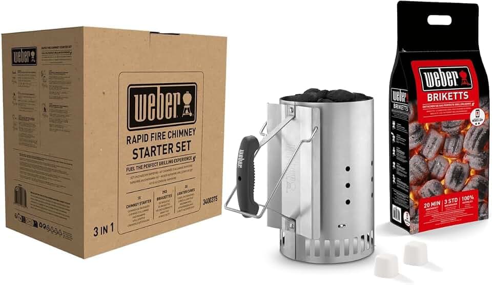 Weber Rapidfire Anzündkamin für Holzkohlegrills, Set | Grillzubehör zum schnellen Entzünden von Briketts ohne Anzündflüssigkeit, Aus aluminisiertem Stahl, 6 L Fassungsvermögen