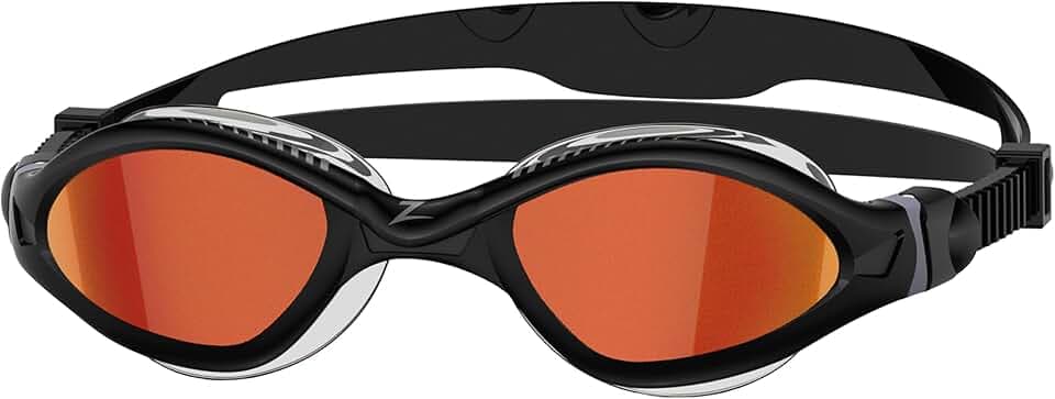 Zoggs Tiger Schwimmbrille für Erwachsene, UV-Schutz, schnell verstellbare Komfortbrillenriemen, beschlagfreie Schwimmbrillengläser, flüssige Haut, Flexibilität und Passform, Titanlinse, Sonnenschutz