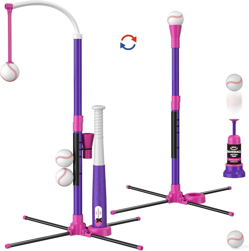 HYES 3-in-1 Baseball Set for Kids with Auto Pitching Machine