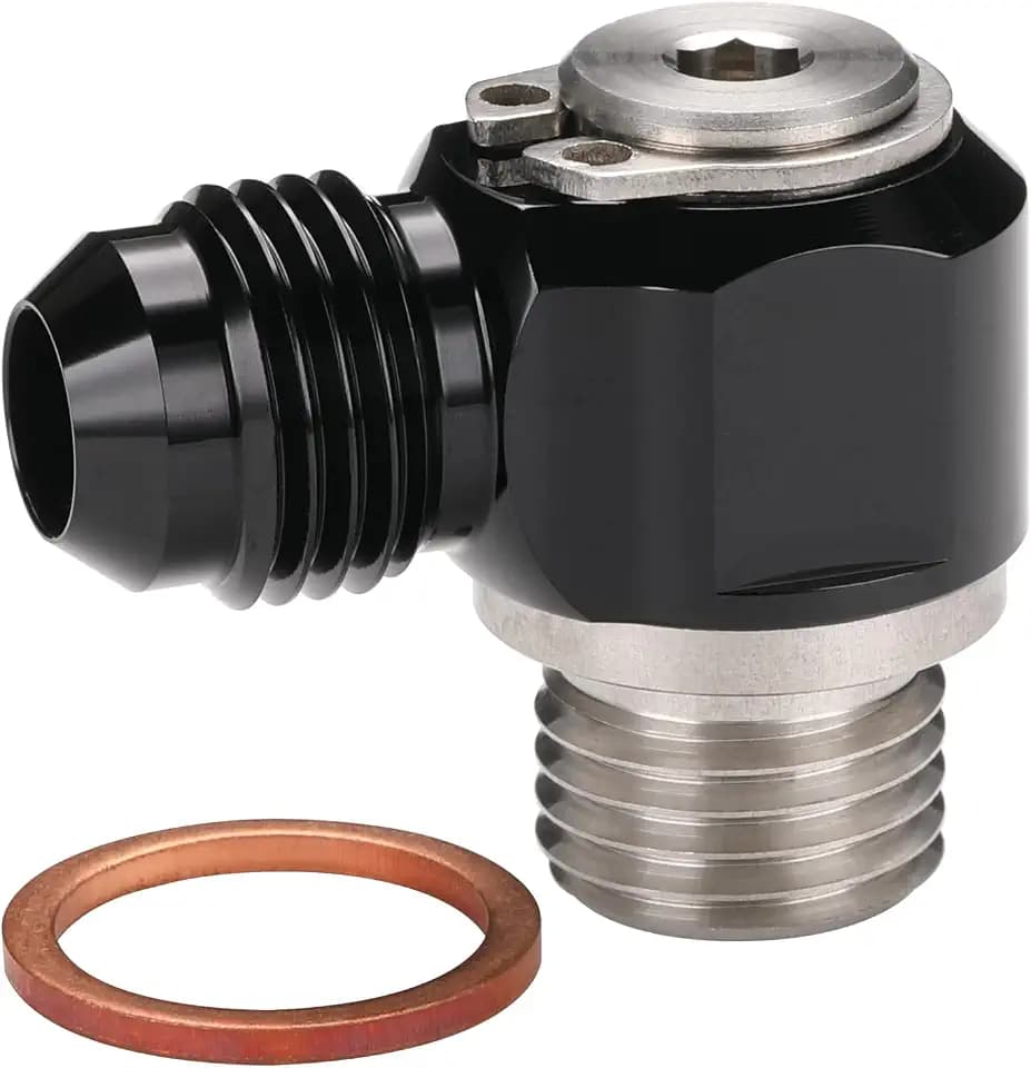 6AN Male Flare Banjo to M14x1.5 Stainless Steel Banjo Bolt Assembly Fitting Adapter Black