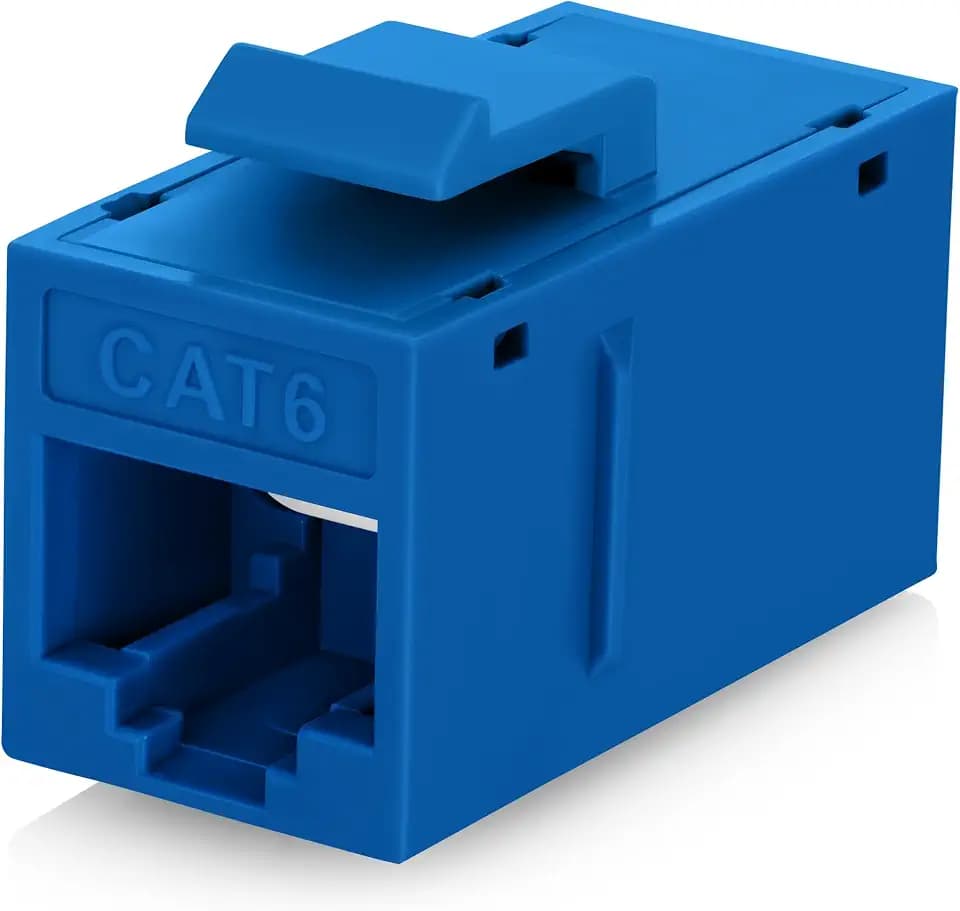 Everest Cat6 RJ45 Keystone Coupler (12-Pack) in Blue - RJ45 Coupler - Cat 6 Couplers - Female to Female Cat6 Keystone Jacks - Ethernet Couplers - Ethernet Cable Extender