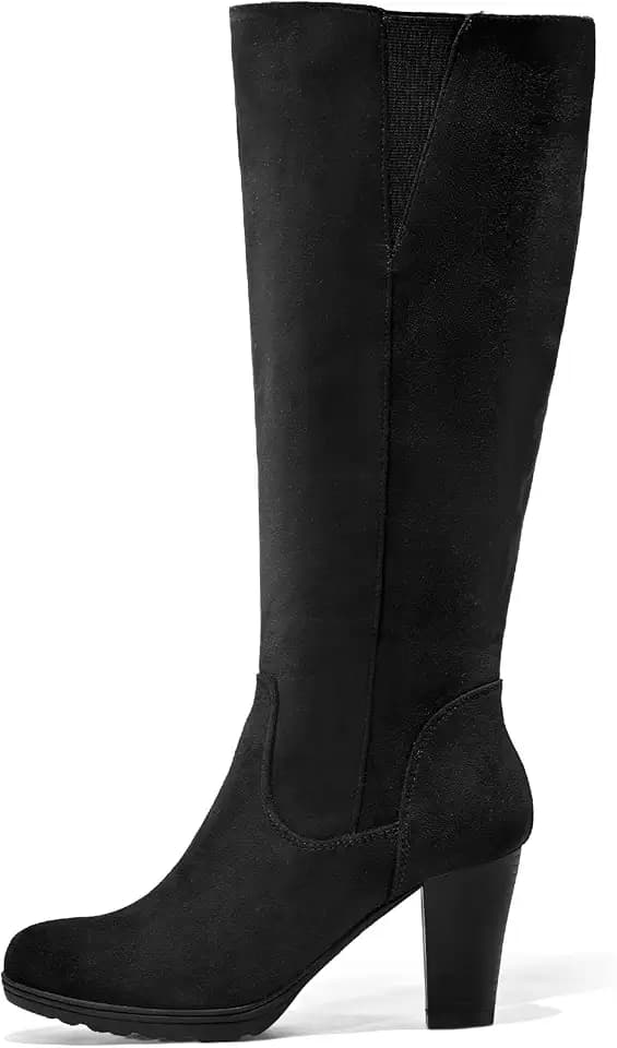 mysoft Women's Knee High Boots Chunky Heel Boots with Zipper