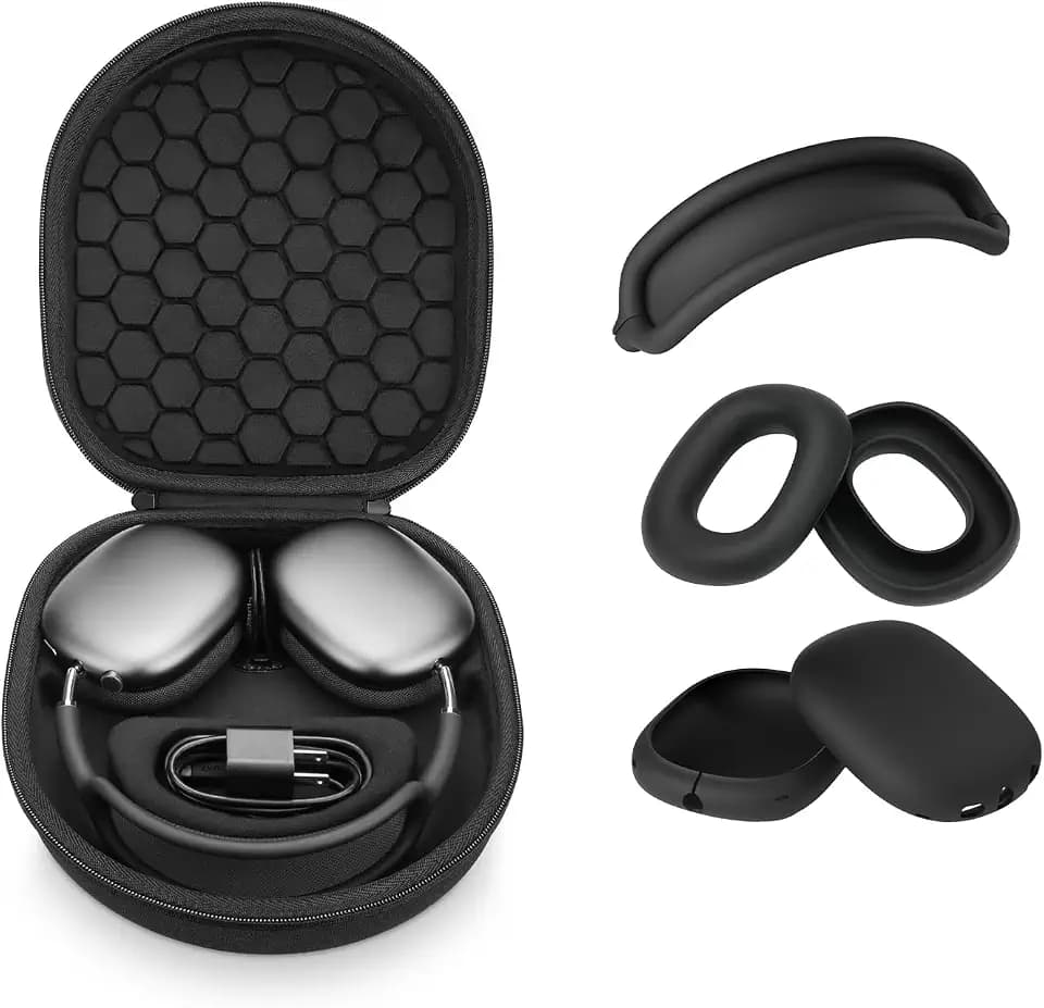 Yinke Smart Case for AirPods Max Headphones Supports Sleep Mode, with AirPods Max Silicone Earpad Cover/Ear Cups Cover and Headband Anti-Scratch Accessories, Hard Organizer Portable Carry Travel