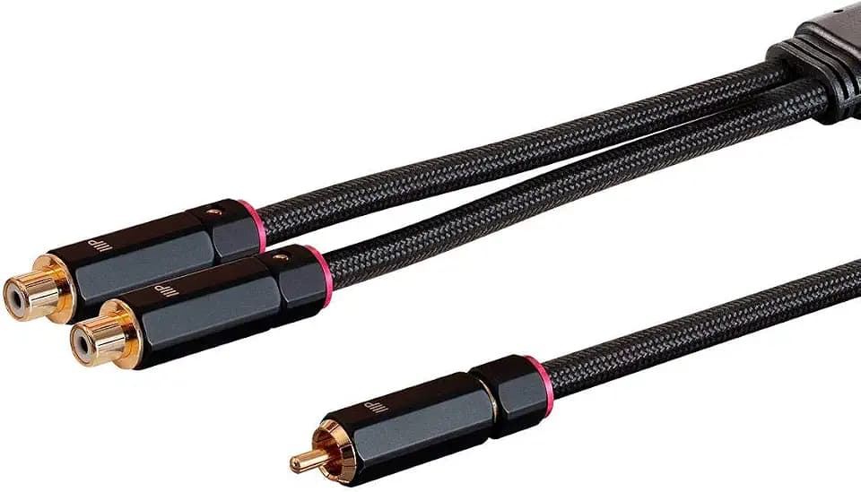 Monoprice 1-Male to 2-Female RCA Y-Adapter - 1 Feet - Black | Gold Plated Connectors, Double Shielded With Copper Braiding - Onix Series, 12 Inch