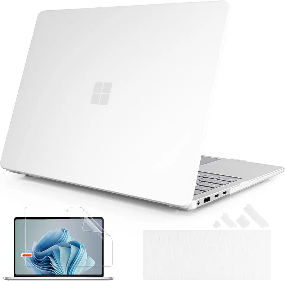 Mektron Matte Case for 13.8" Microsoft Surface Laptop 8 2026 Fits Surface Laptop 13.8 Inch 7 2024 Cover (Model: 2036),Keyboard Cover +Screen Protector +Dust Plugs, Matte White